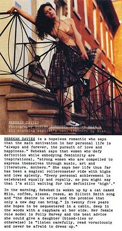 Rebekah Davies, profiled in British magazine iD