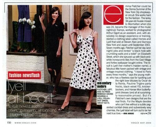 Rebekah Davies featured in Vogue USA