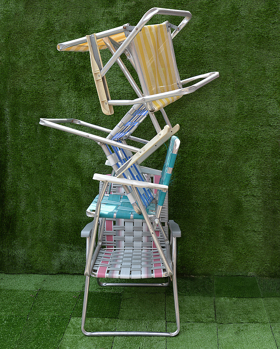 Naoise Dunne, from the 'Staycation' series, Feminist Photography Network Retro lawn chairs with fake grass