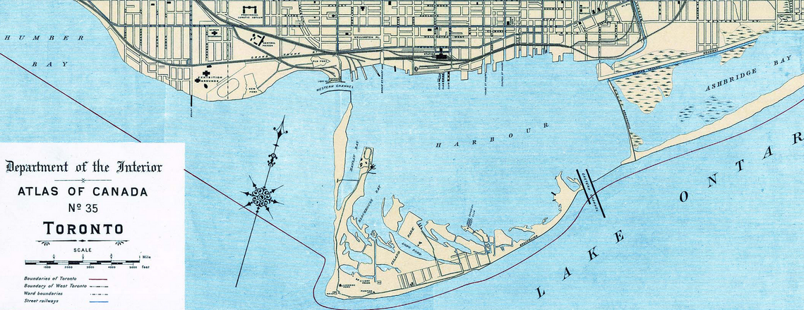 Map of the Toronto Harbour in 1906