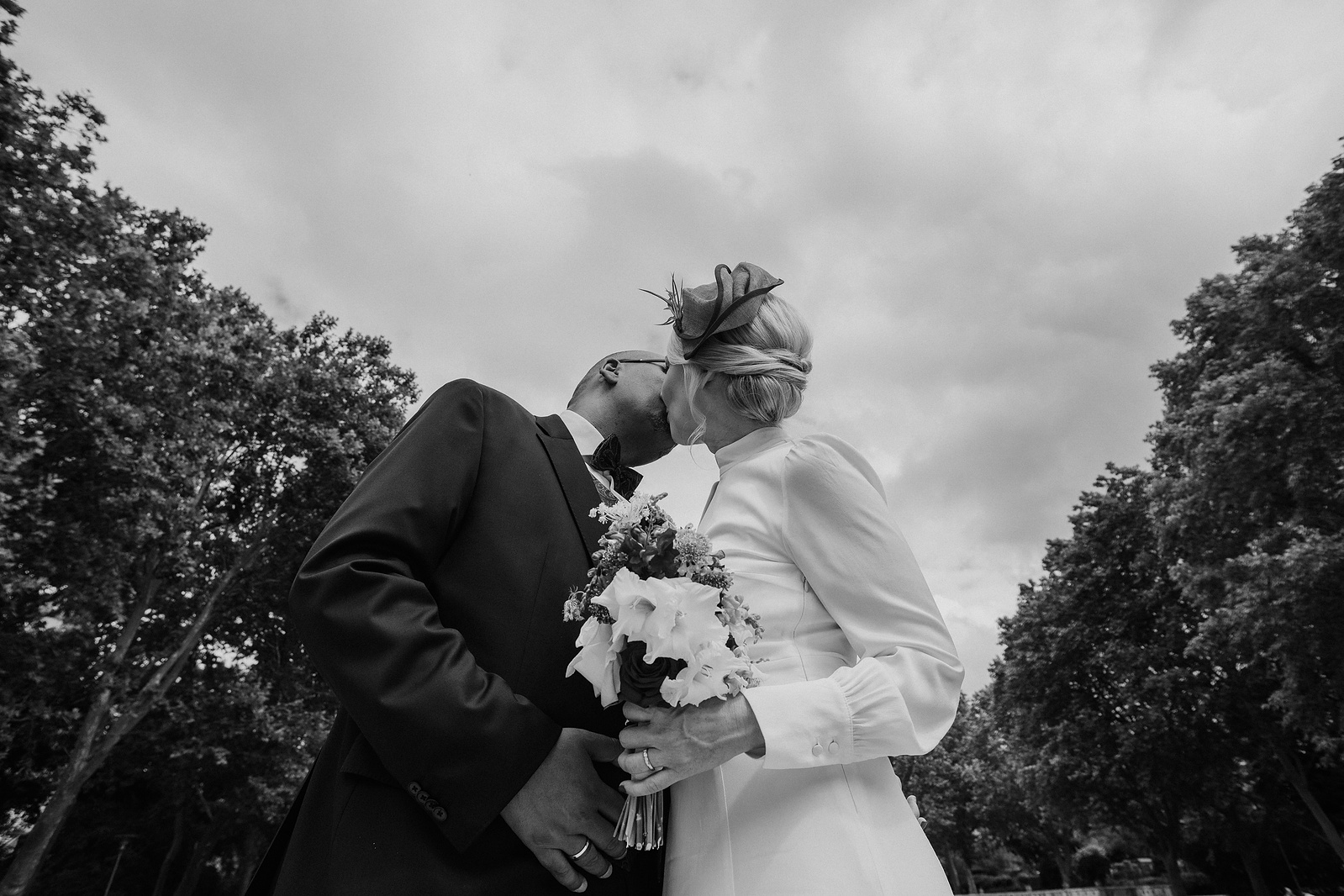 close up of married couple kissing