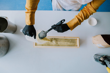 hands preparing soap