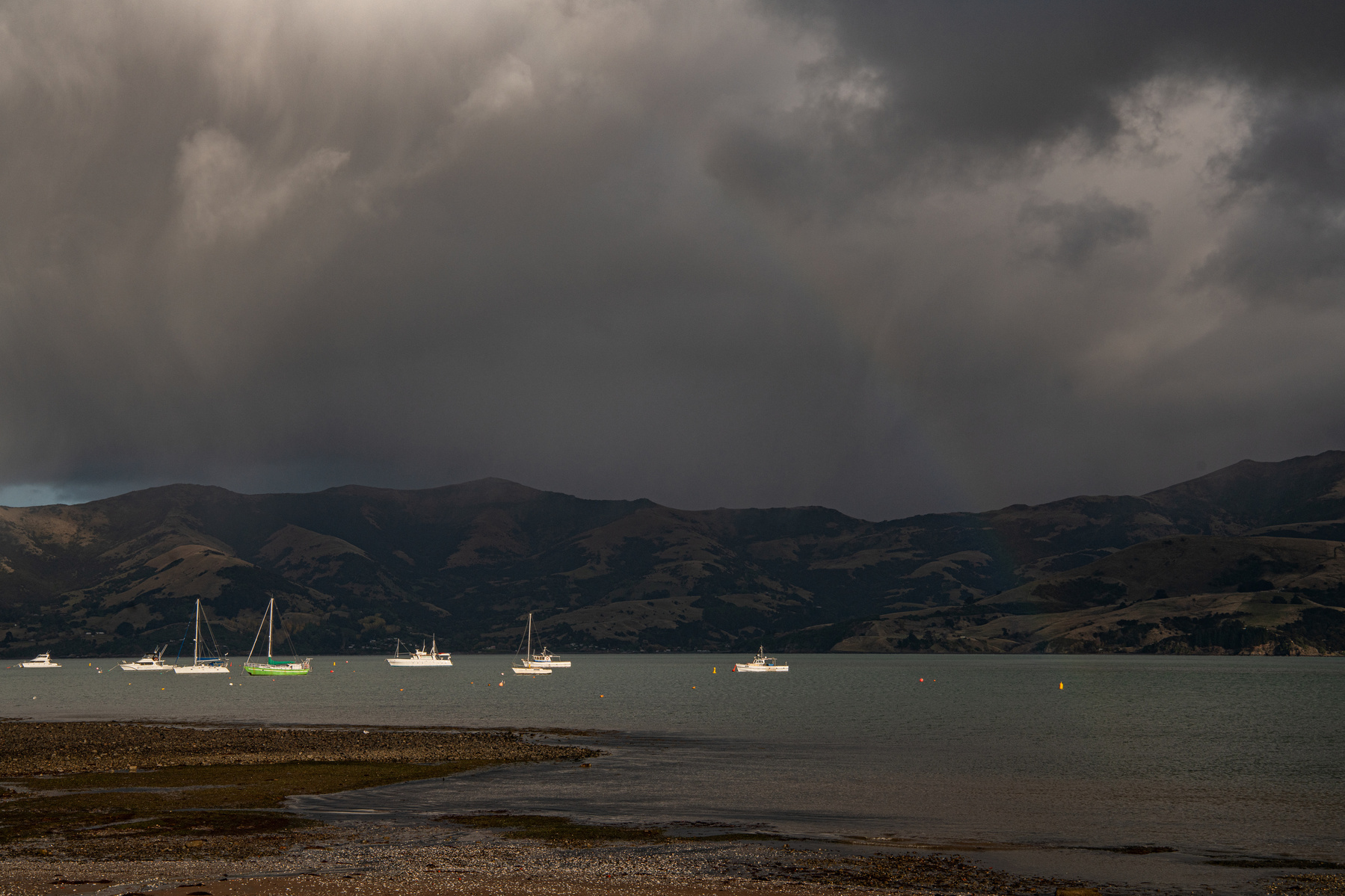 View near Akaroa, Banks Peninsula, New Zealand on May 8, 2024