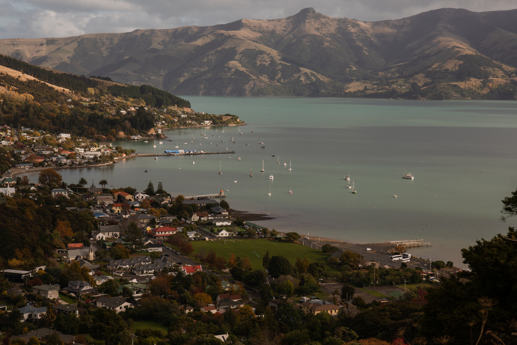 View near Akaroa, Banks Peninsula, New Zealand on May 9, 2024