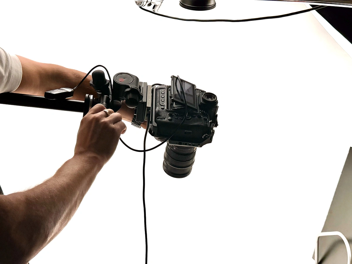 Behind the scenes product photography shoot at Aire Street Studio Leeds Photo Studio a Nikon D850 camera. 