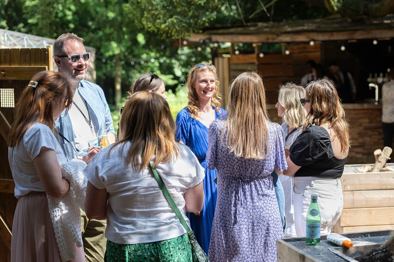 Woodland copse festival scene taken of Box Clever consulting at Hazlewood Castle photographed by Mark Wheelwright from Aire Street Studios Leeds