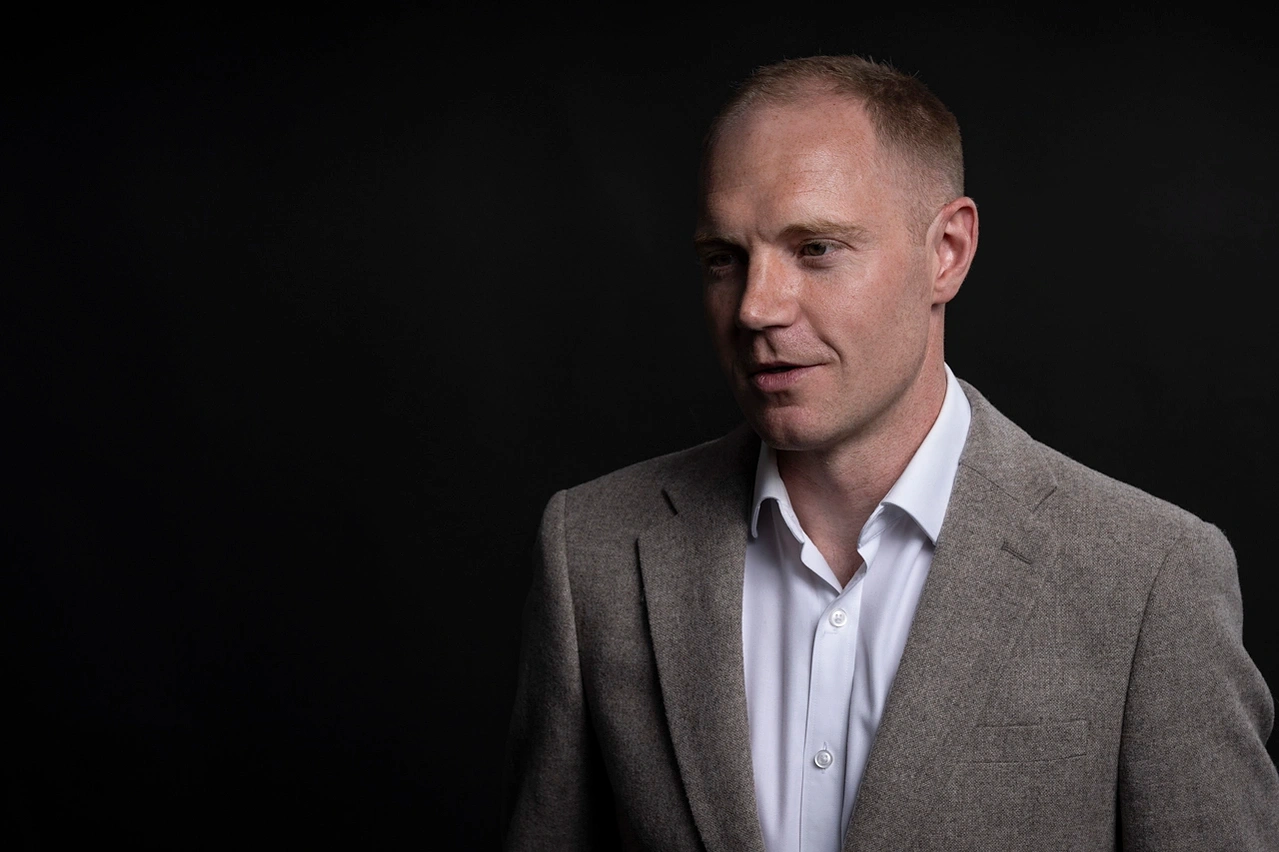 Business headshots photograph of man photographed by Mark Wheelwright from Aire Street Studios Leeds