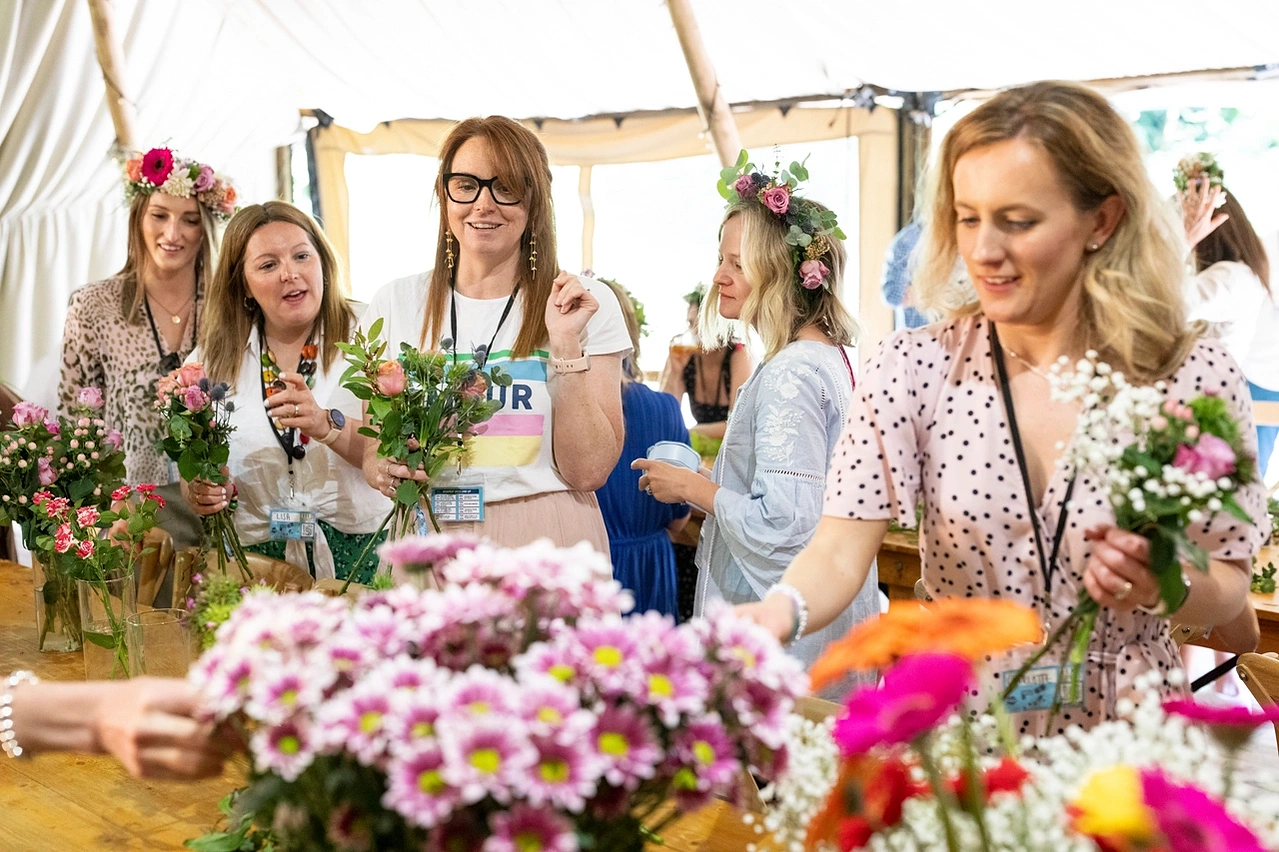 Flower arranging workshop photographed by Mark Wheelwright from Aire Street Studios Leeds