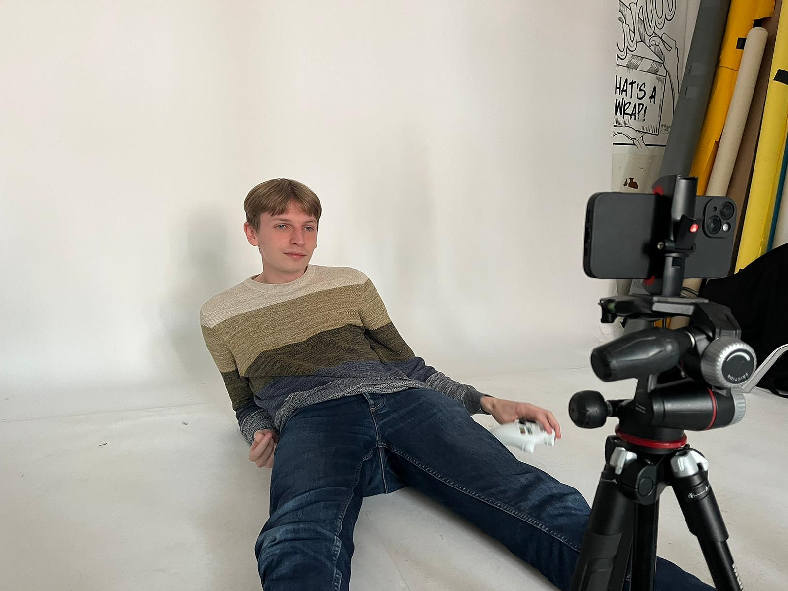 Actor preparing for a self tape at Aire Street Studio Leeds