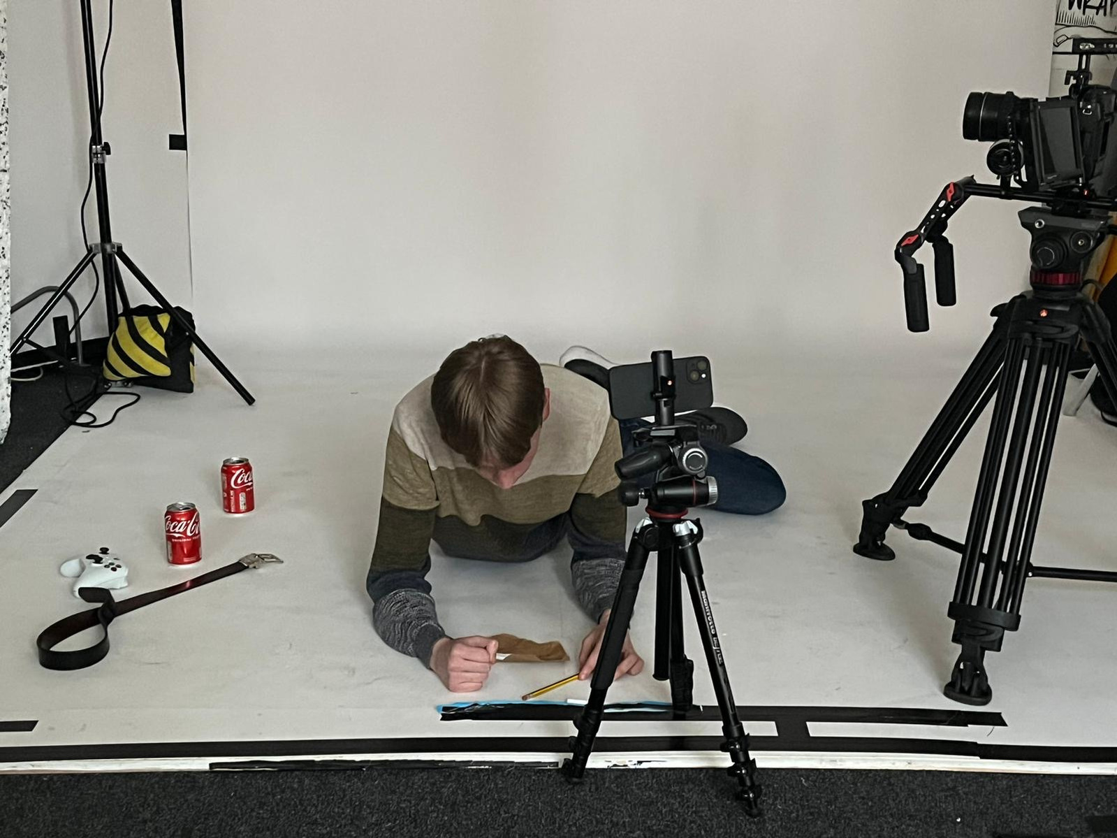 Actor preparing for a self tape at Aire Street Studio Leeds