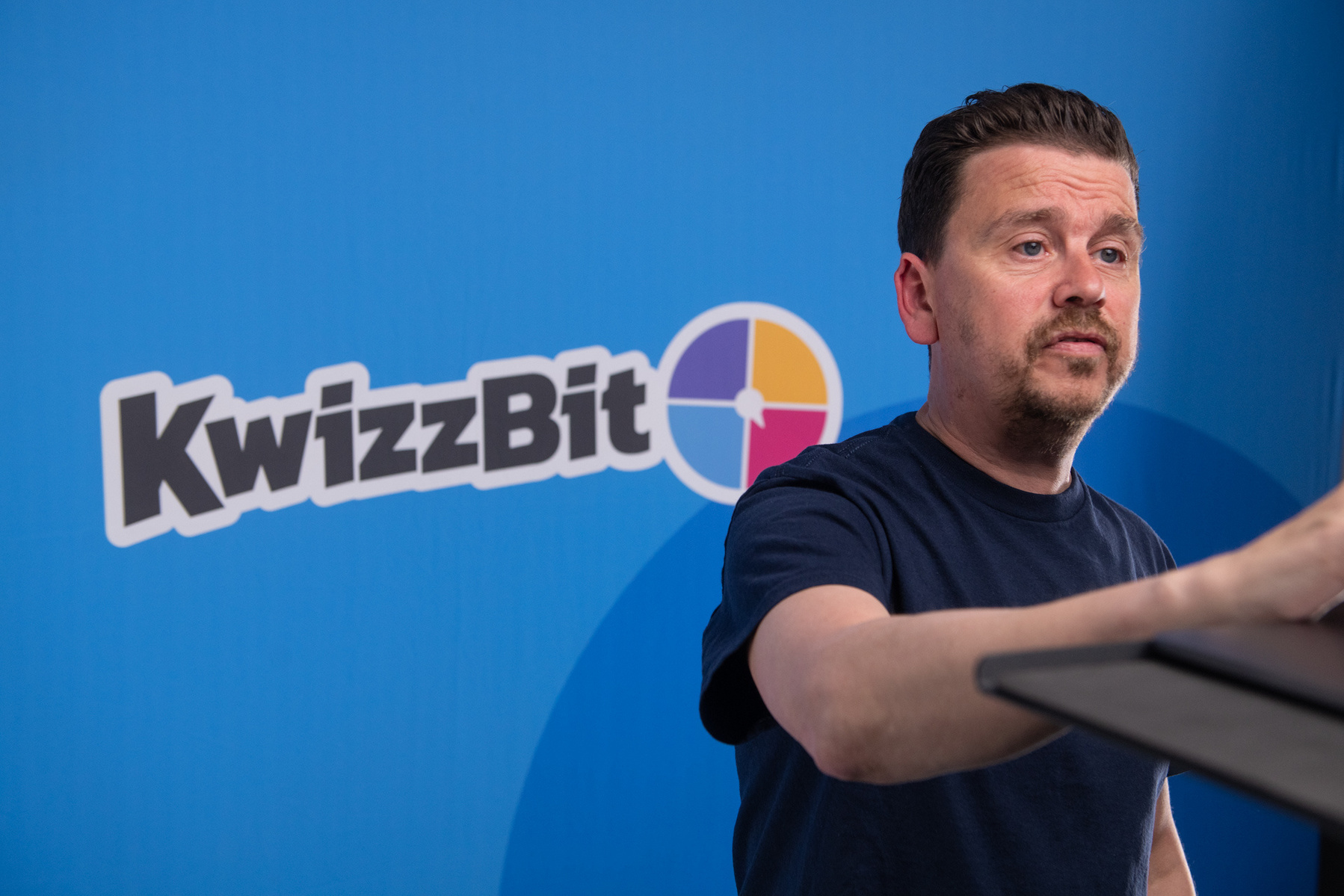 Owner and founder of KwizzBit Live Mark Walsh photographed by Mark Wheelwright from Aire Street Studios Leeds