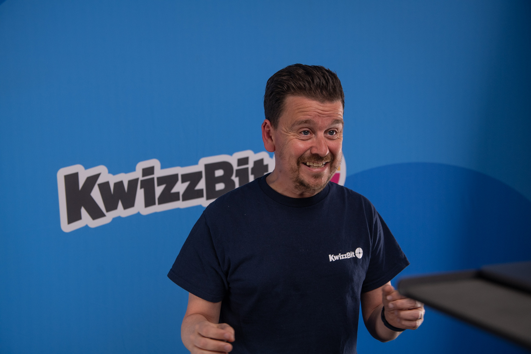 Mark Walsh owner of QuizzBit Live photographed by Mark Wheelwright from Aire Street Studios Leeds