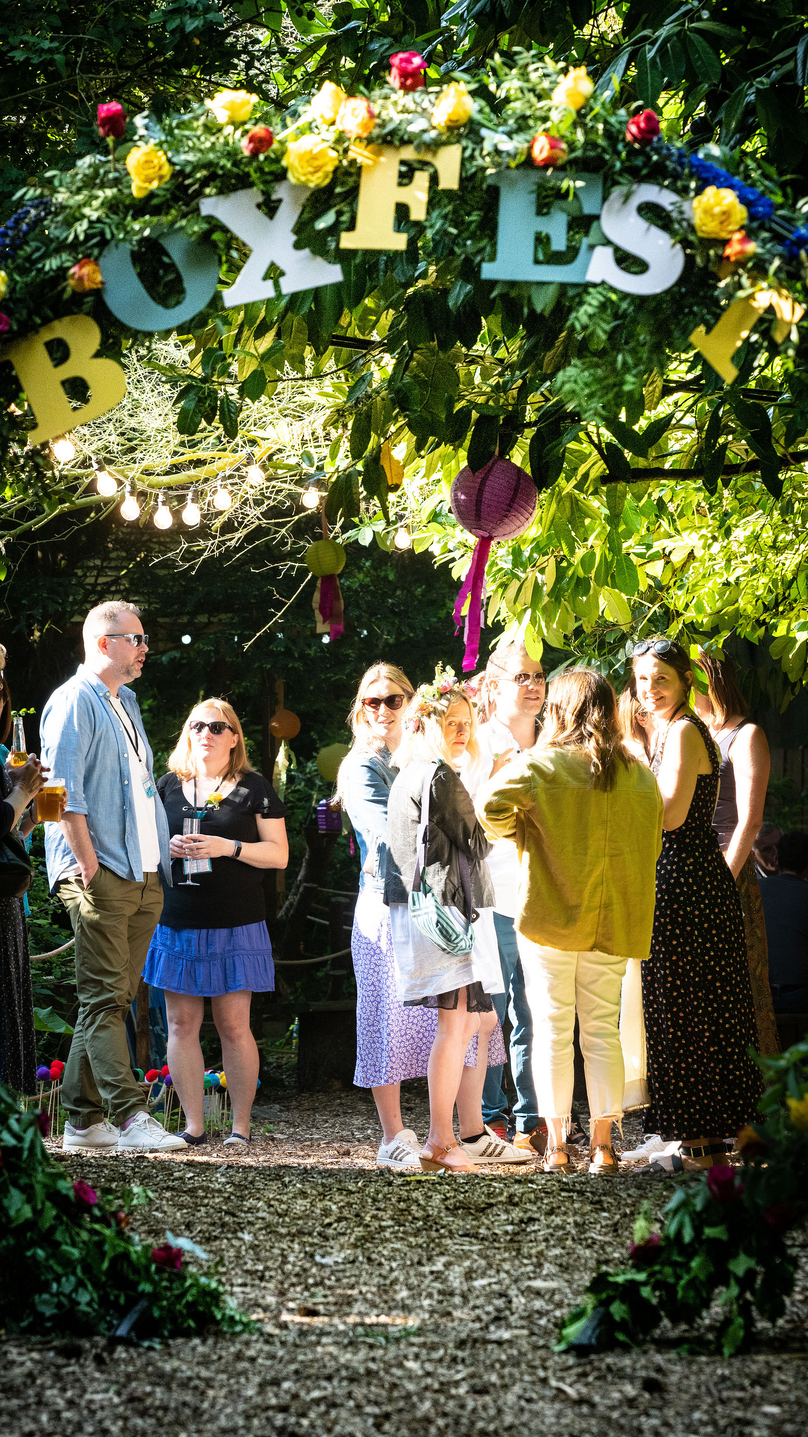 Woodland scene at festival in Hazlewood castle photographed by Mark Wheelwright from Aire Street Studios Leeds