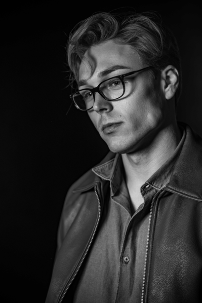 OG:Image Male Model with glasses Model Photographed in Aire Street Studio by Mark Wheelwright