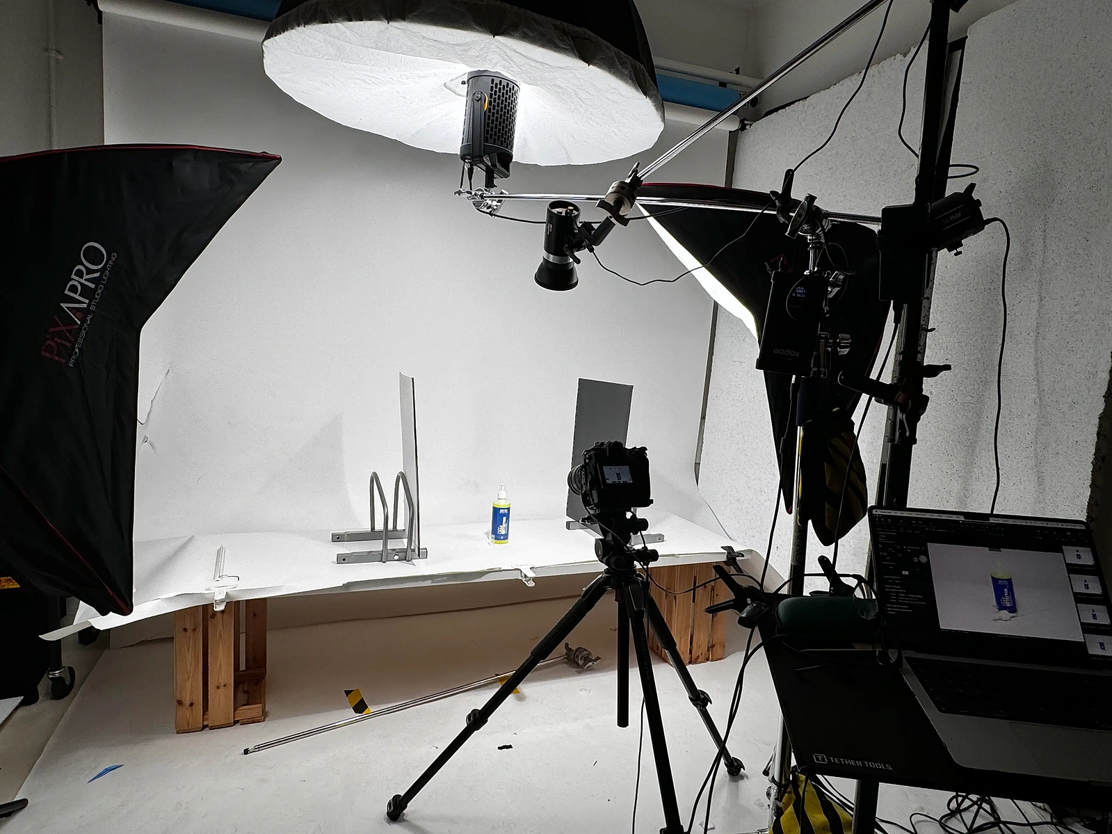 Behind the senes product photography photo shoot for e-commerce client at Aire Street Studio Photo Studio Leeds