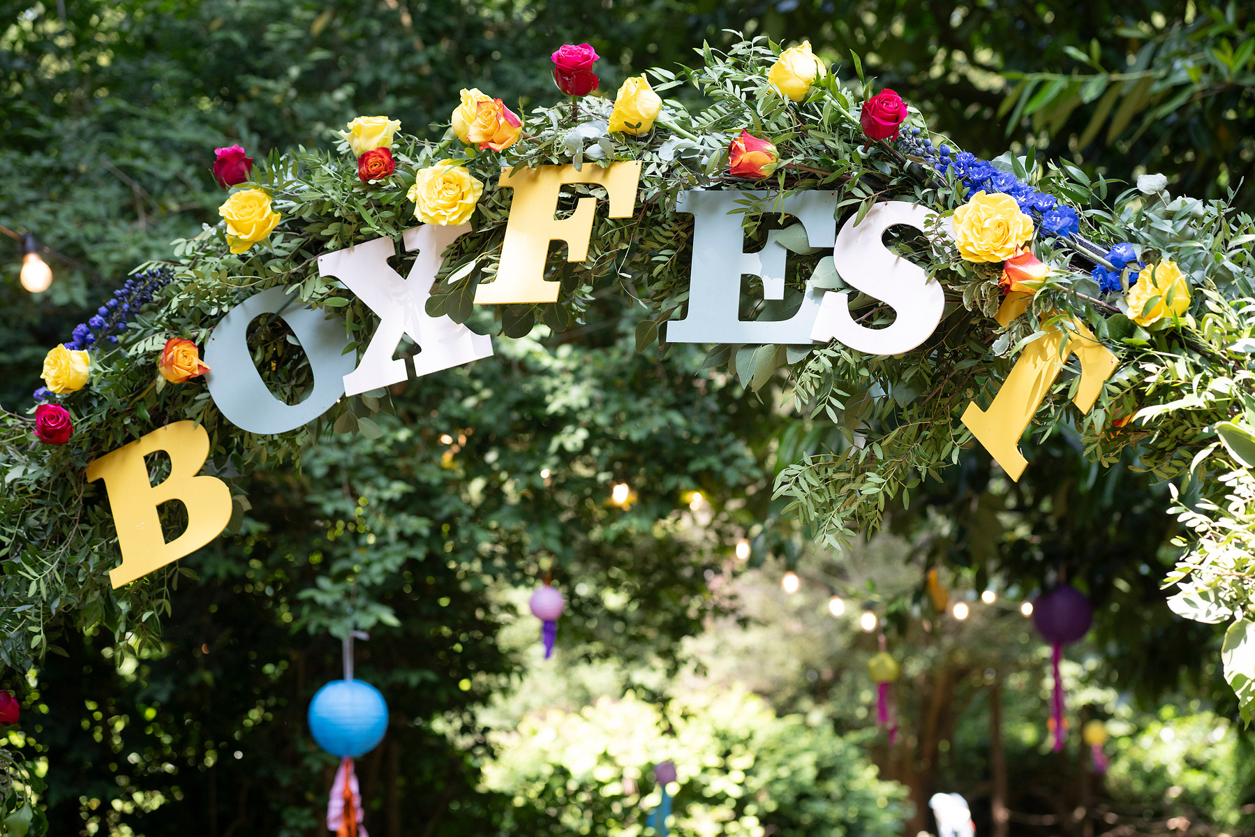 Woodland copse festival scene taken of Box Clever consulting at Hazlewood Castle photographed by Mark Wheelwright from Aire Street Studios Leeds