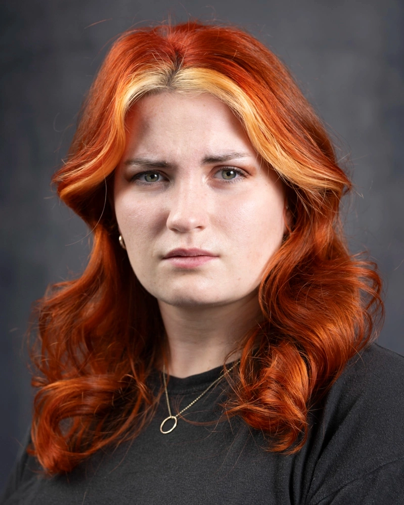 Actor headshots female actor red hair photographed by Mark Wheelwright from Aire Street Studios Leeds