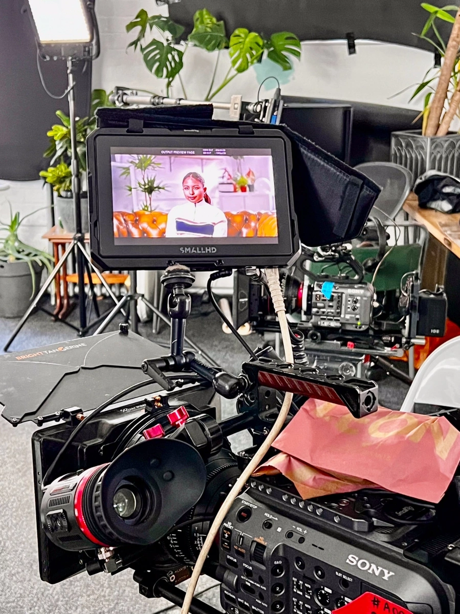 professional video camera in photo studio hire session 