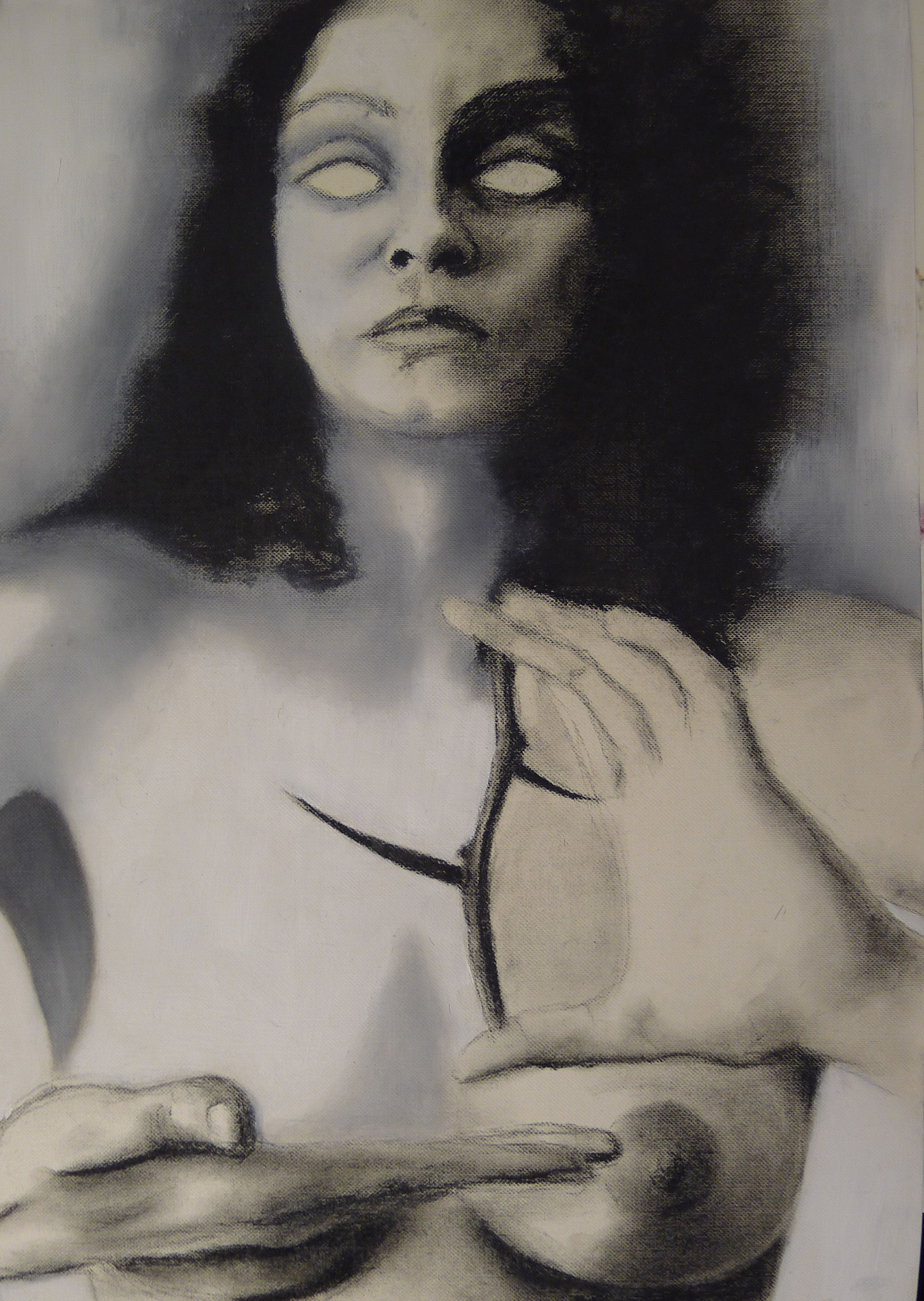 Knowledge. Charcoal and oil paint on oil paint paper