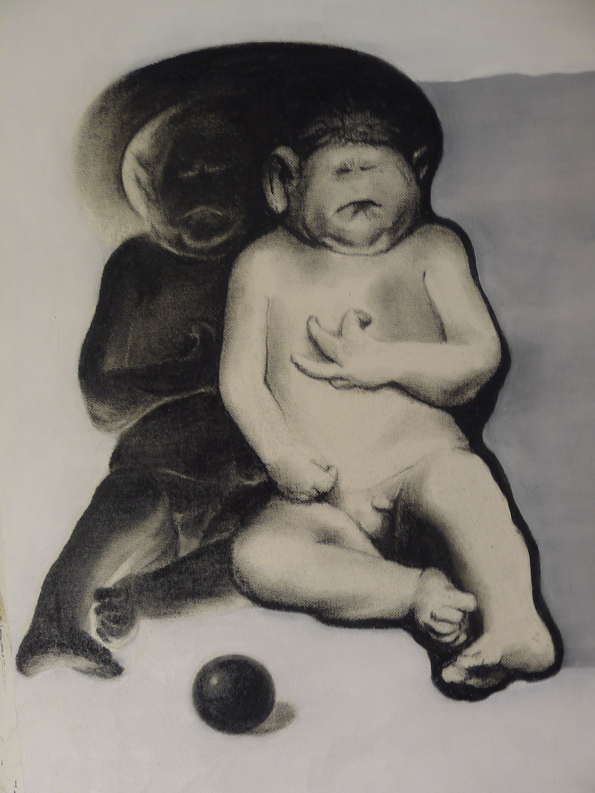 Shadow. Charcoal and oil paint on oil paint paper.