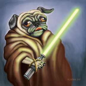 The force is strong in this one. Ready to battle with his light saber.
