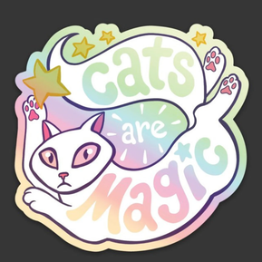 Cats are Magic
Shiny magical holographic sticker featuring a white cat with the hand lettered text “Cats are Magic”
Approximately 3