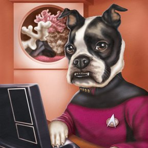 This dog is ready to explore the galaxy and boldly go where no dog has gone before. A purrfect gift for any pet-loving Sci-fi fan, or for yourself!

