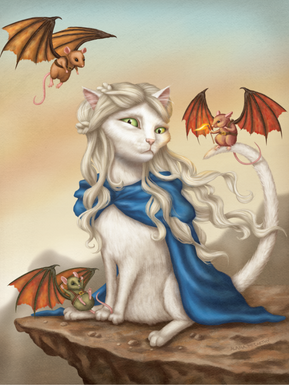 Katleesi with her winged mouse-dragons. Ready to take over the Iron Throne!
