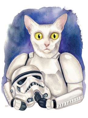 Trooper cat holding his helmet. Who knew there were cute kitties hiding under those helmets.