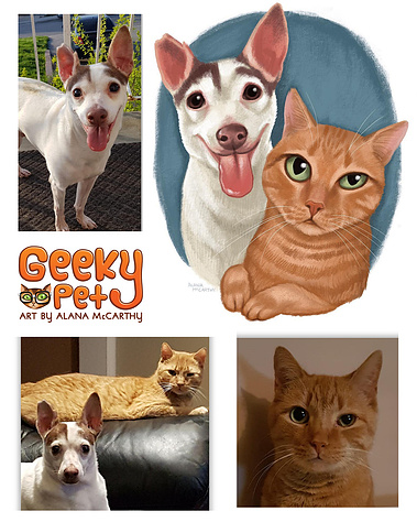 Geeky Pet Bust Portraits - Includes high res digital file to print yourself
