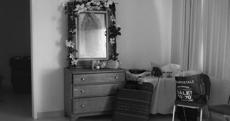 Portrait of the Virgin Mary. Buena Vista Migrant Camp. November 28th, 2017 Watsonville CA..