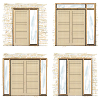 Illustrations of bespoke front door glazing options