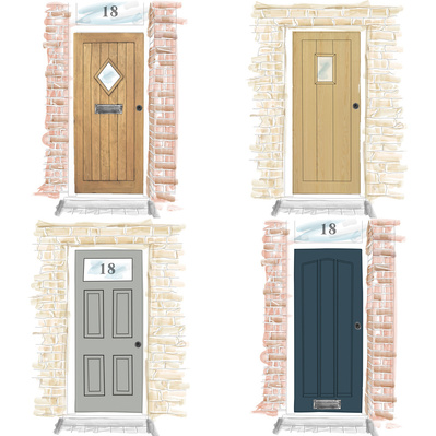 Illustrations of bespoke front door options