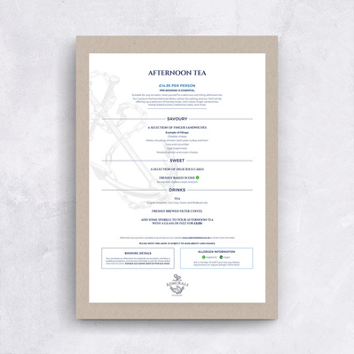 Admiral's Bistro Afternoon Tea Menu
