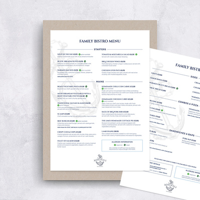 Admiral's Bistro Family Menu