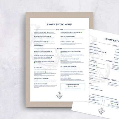 Admiral's Bistro Family Menu