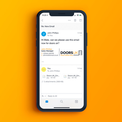 Doors UK email signature on mobile