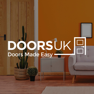 Doors UK logo on a background image of a living room setting