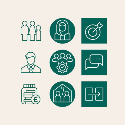 Range of CMP icons in green and white