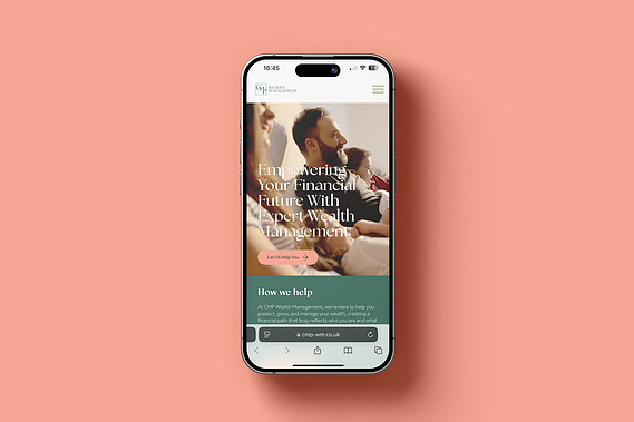CMP Wealth Management mobile homepage on mobile screen