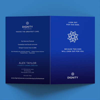 Dignity Funerals local branch personalised door mailer outer