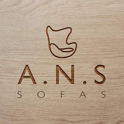 A.N.S Sofas logo engraved in wood