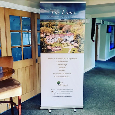The Limes Country Lodge Hotel pull up banner in bar area