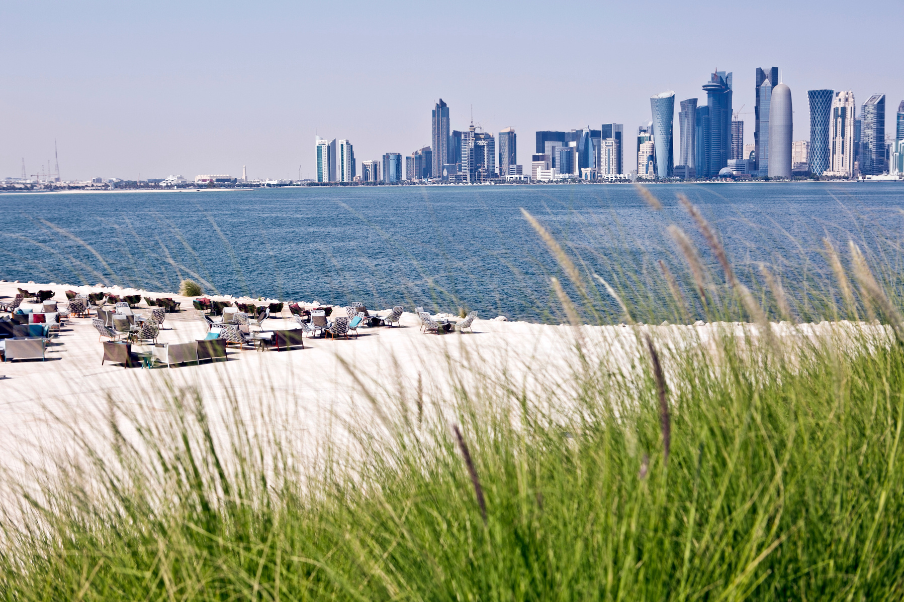 29/10/2014 DOHA, QATAR.A view of Doha's skyline from the Museum of Islamic Arts park and cafe