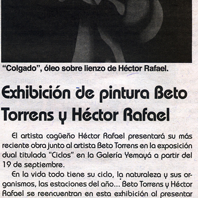 Press article about Ciclos exhibition.
