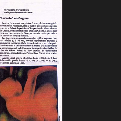 El Nuevo Dia's press release of Latente.