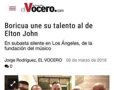 Newspaper El Vocero's article about Héctor Rafael's painting 