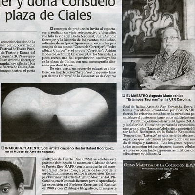 El Vocero's press release of exhibitions in Puerto Rico.