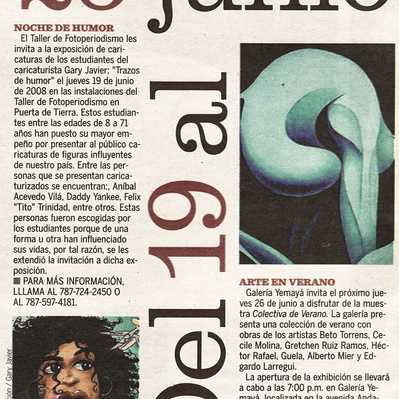 Primera Hora's press release of group exhibition.