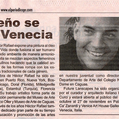 El Nuevo Periódico's article about Hector Rafael in Venice.